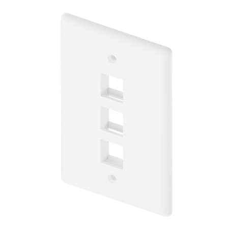 3Port Wall Plate, Single Gang, White